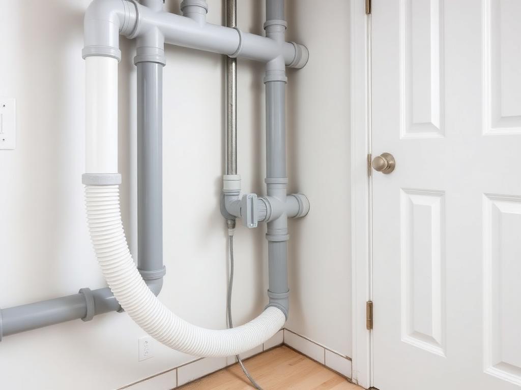 Nya avloppsstammar installerade i en källare