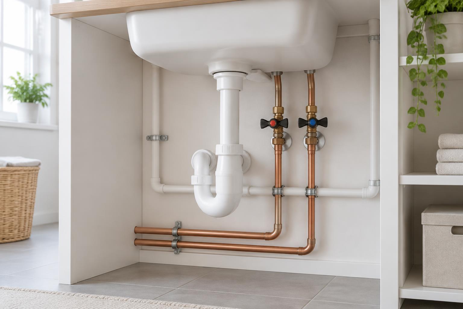 Ljus och prydlig VVS-installation efter utfört arbete